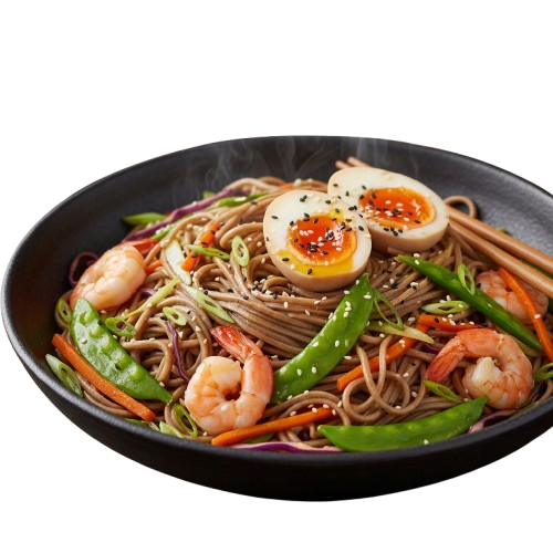 45 spaghetti soba con gamberi