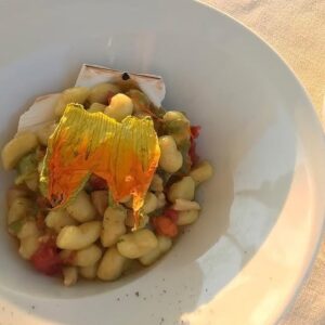 Gnocchi di Patate con Capesante e fiori di Zucchine
